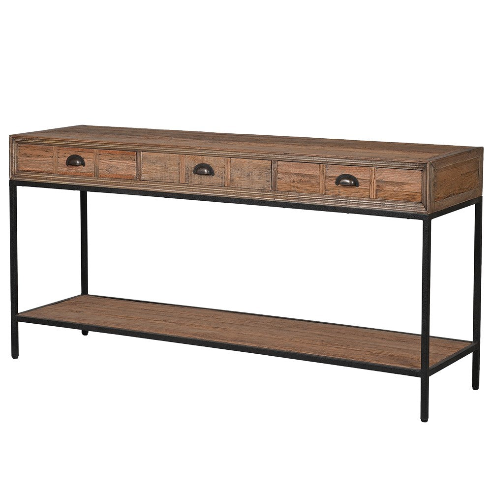 Shoreditch Reclaimed Oak 3 Drawer Console Table