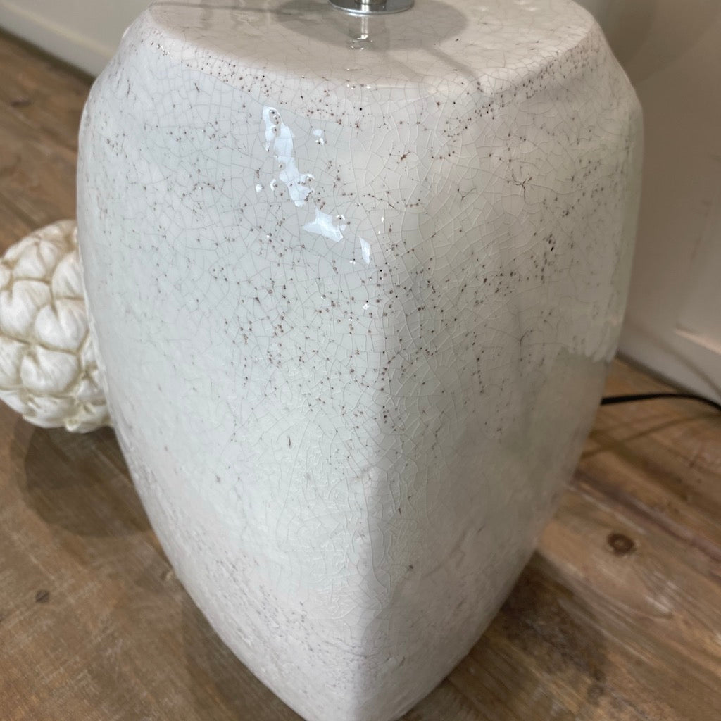Tall White Crackle Glaze Table Lamp
