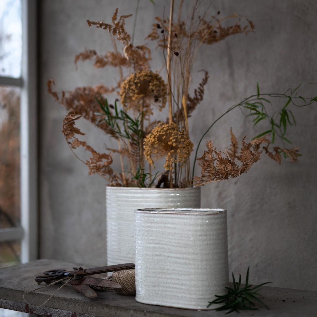 Stoneware Oval Planter Vase