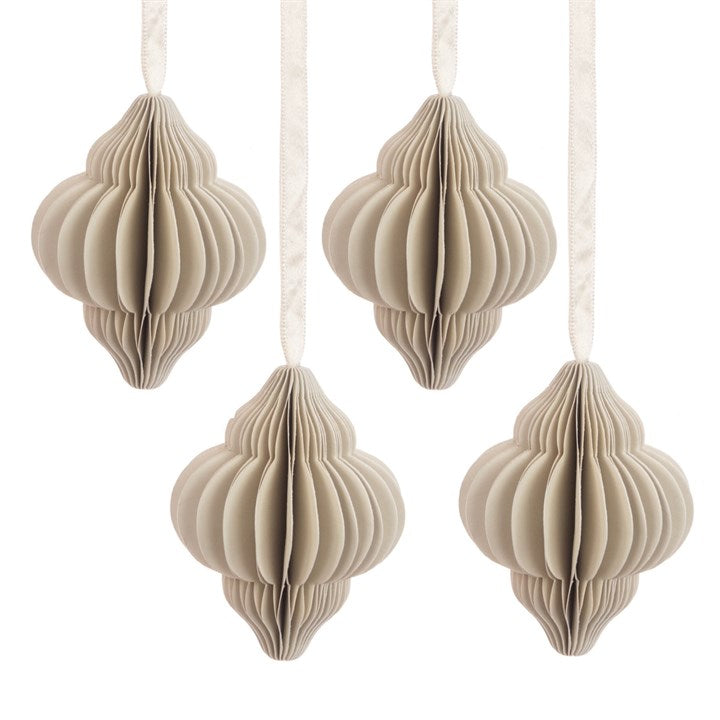 Set of 4 Festive Diamond Shaped Paper Bauble - 8cm