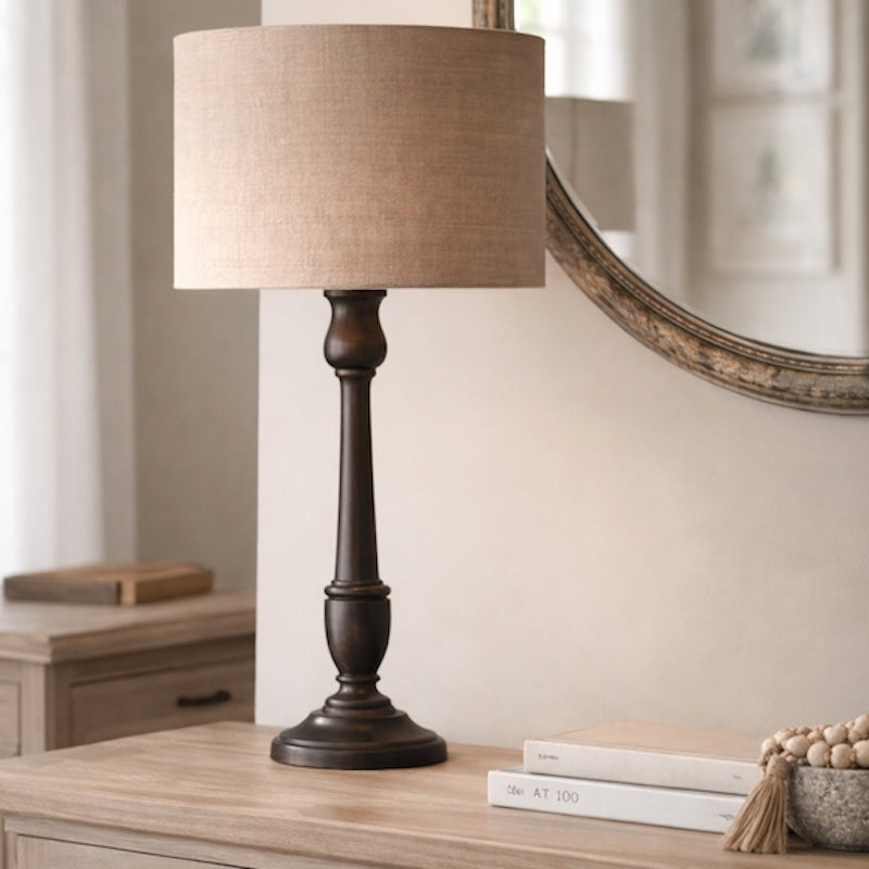 Aptvica Antique Black Mango Wood Lamp