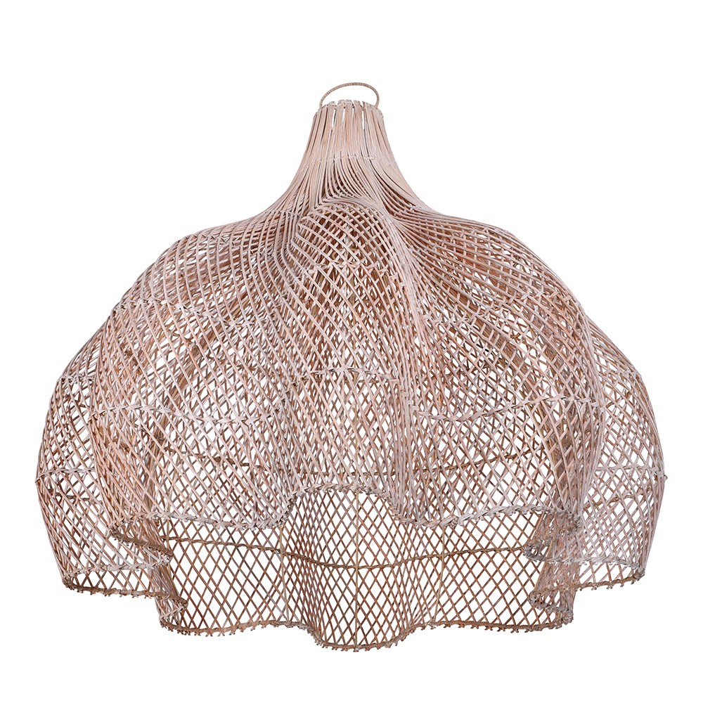 Scallop Rattan Whitewash Pendant Shade