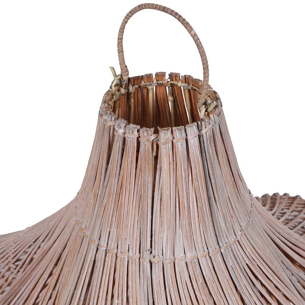 Scallop Rattan Whitewash Pendant Shade