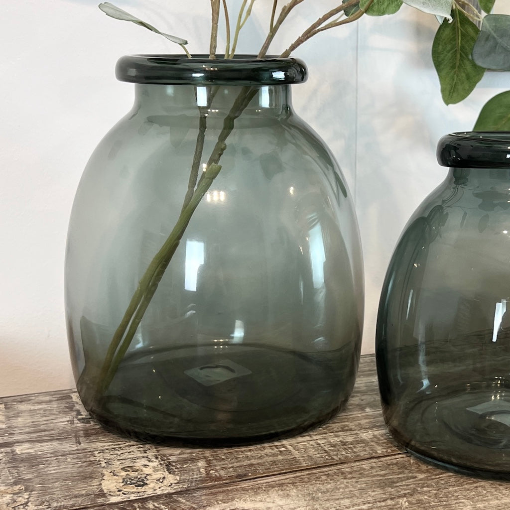 Smoke Green Glass Vase
