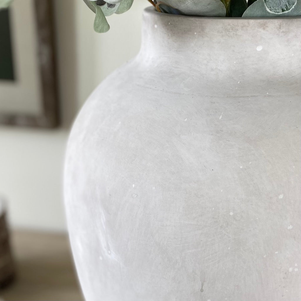 Large Sleek Grey Smooth Vase