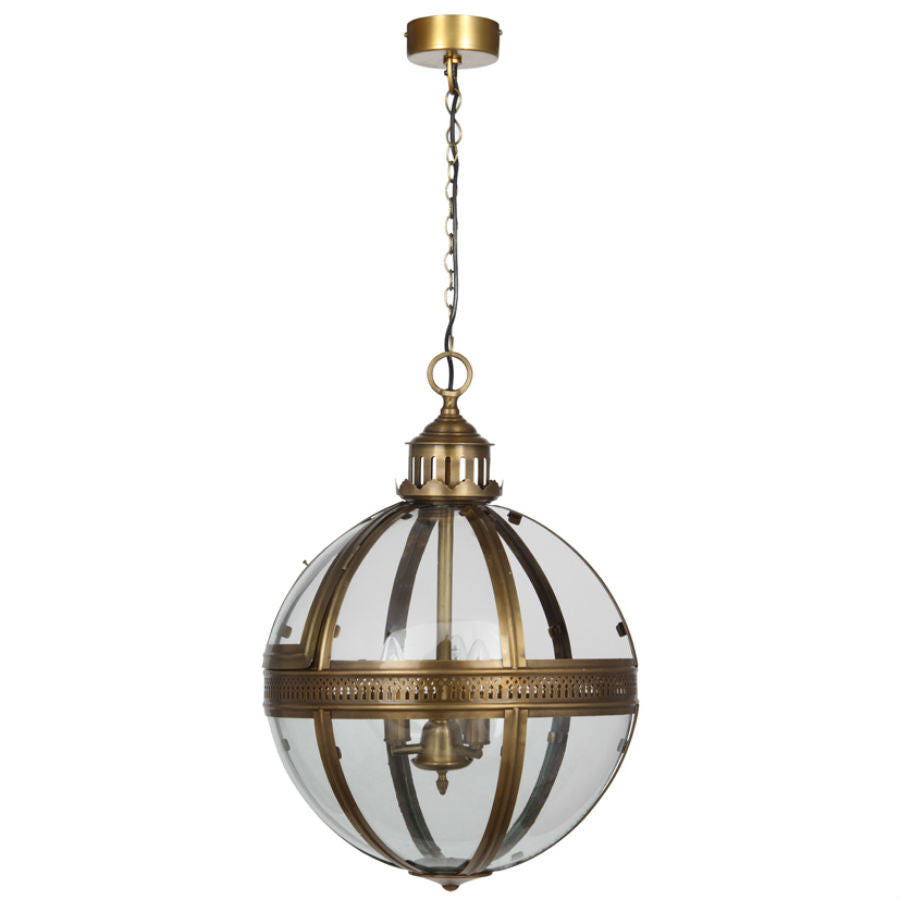 Bronze Glass Globe Lantern Residential Ceiling Light