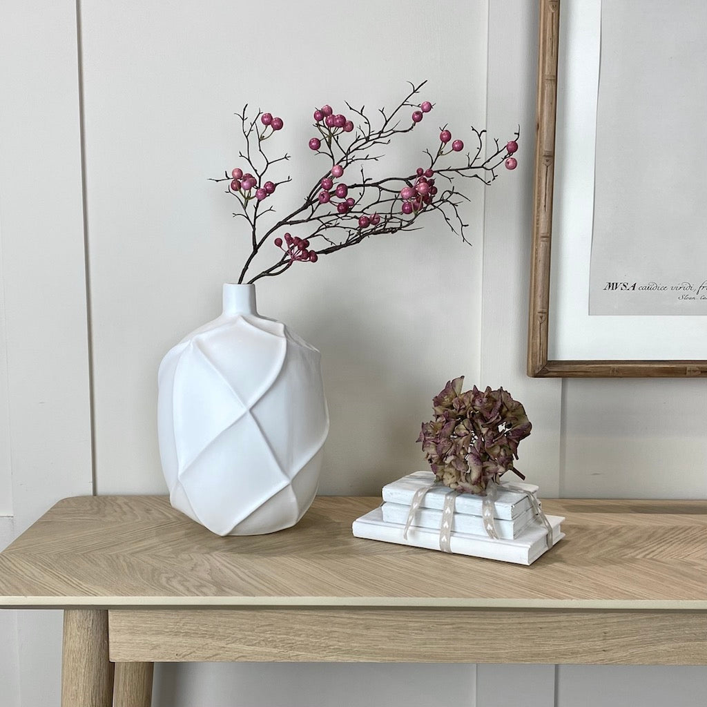 Matt White Fine Ceramic Geometric Vase