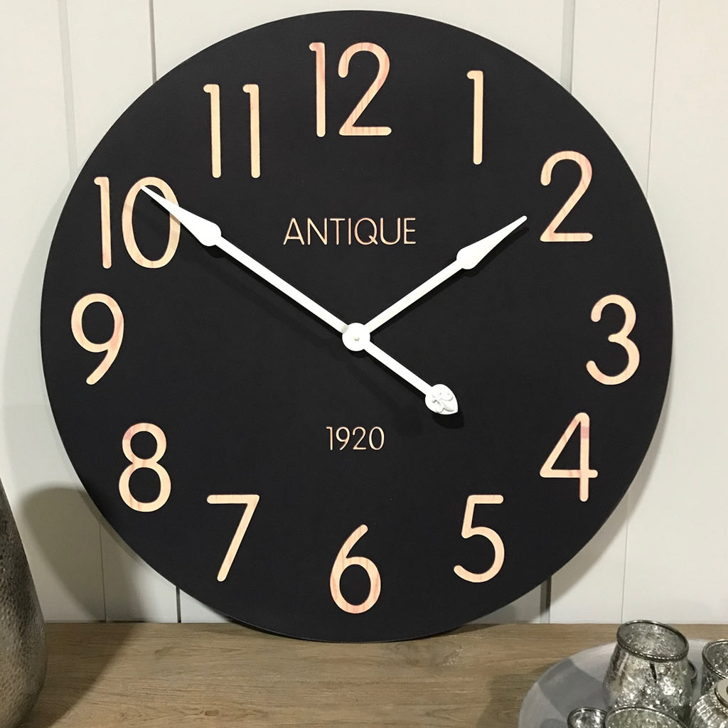 Wall Clock 'Antiques 1920' Black Beige Large