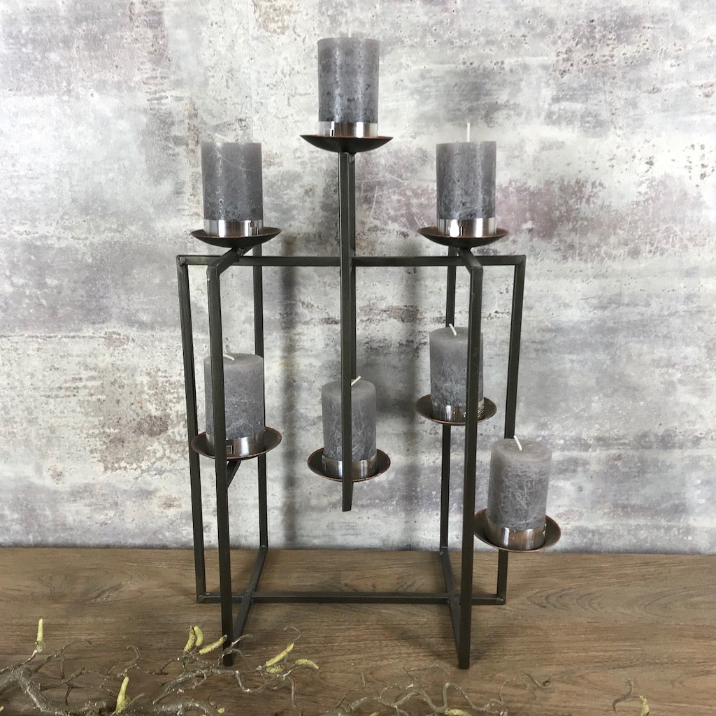 Black Iron Geometric Candleholder Candelabra