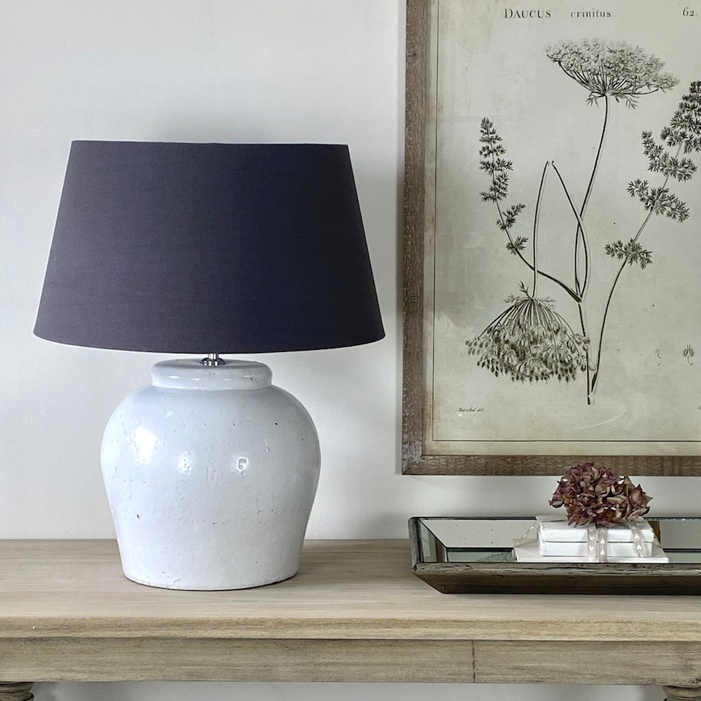 Etna Aged White Ceramic Glaze Table Lamp