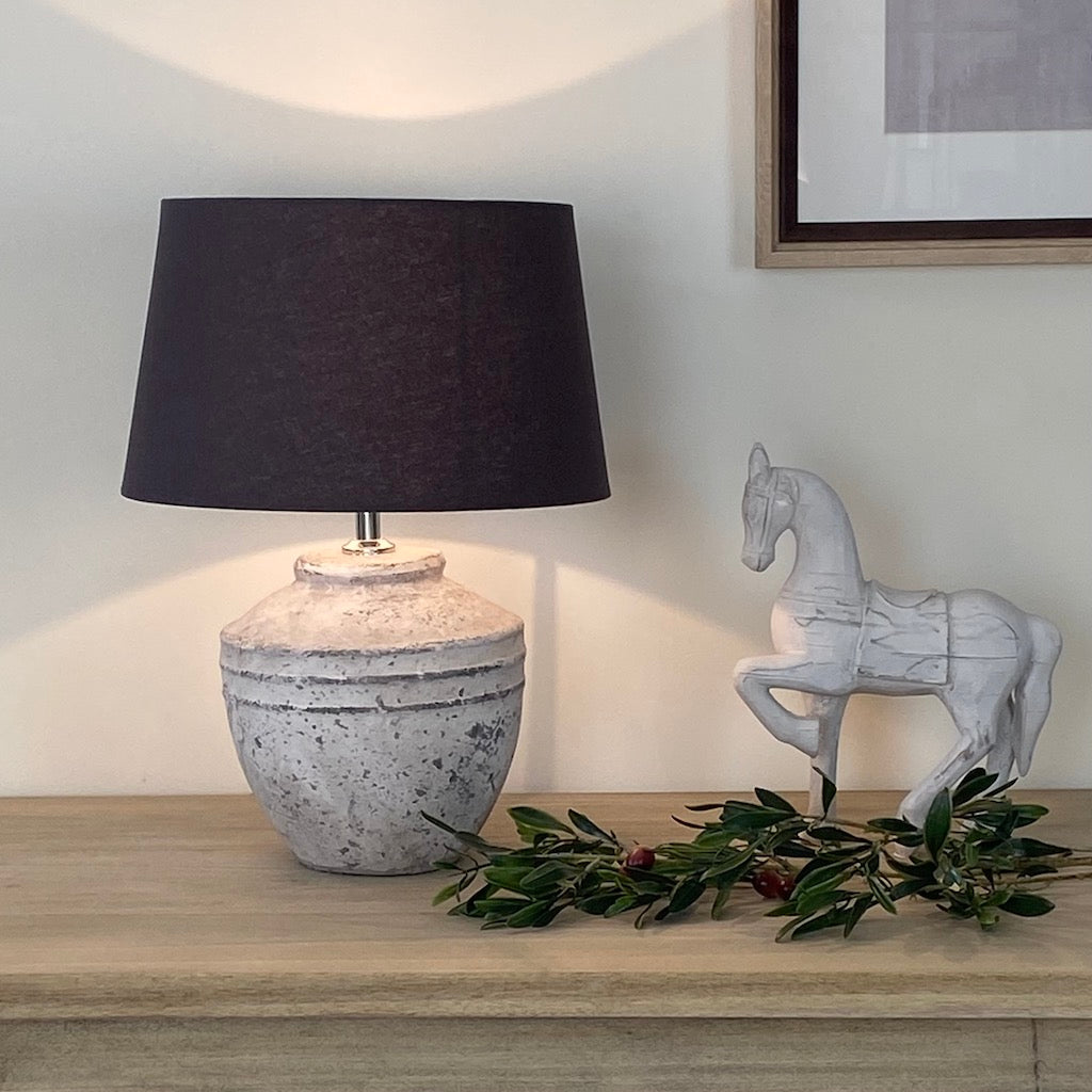 Small Stone Effect Antique Grey Table Lamp