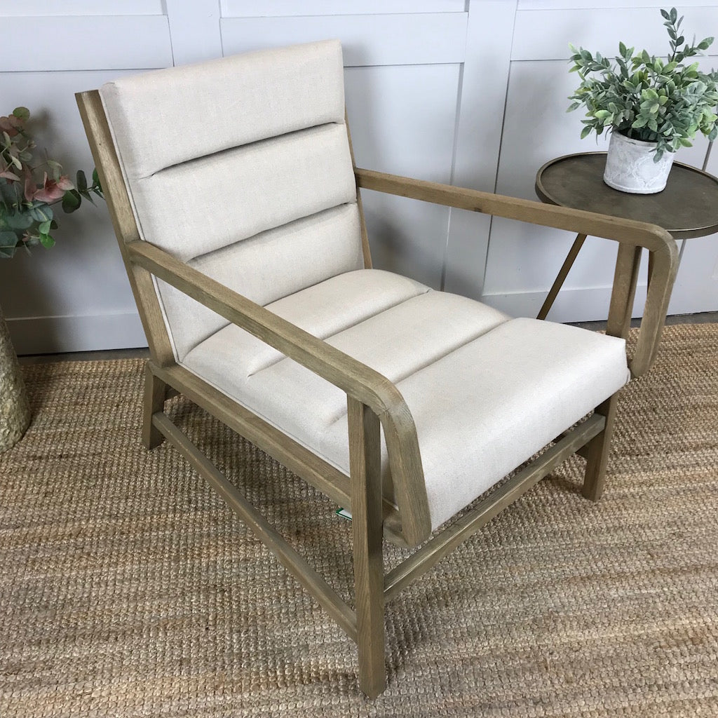 Oak Framed Occasional Armchair Linen Fabric