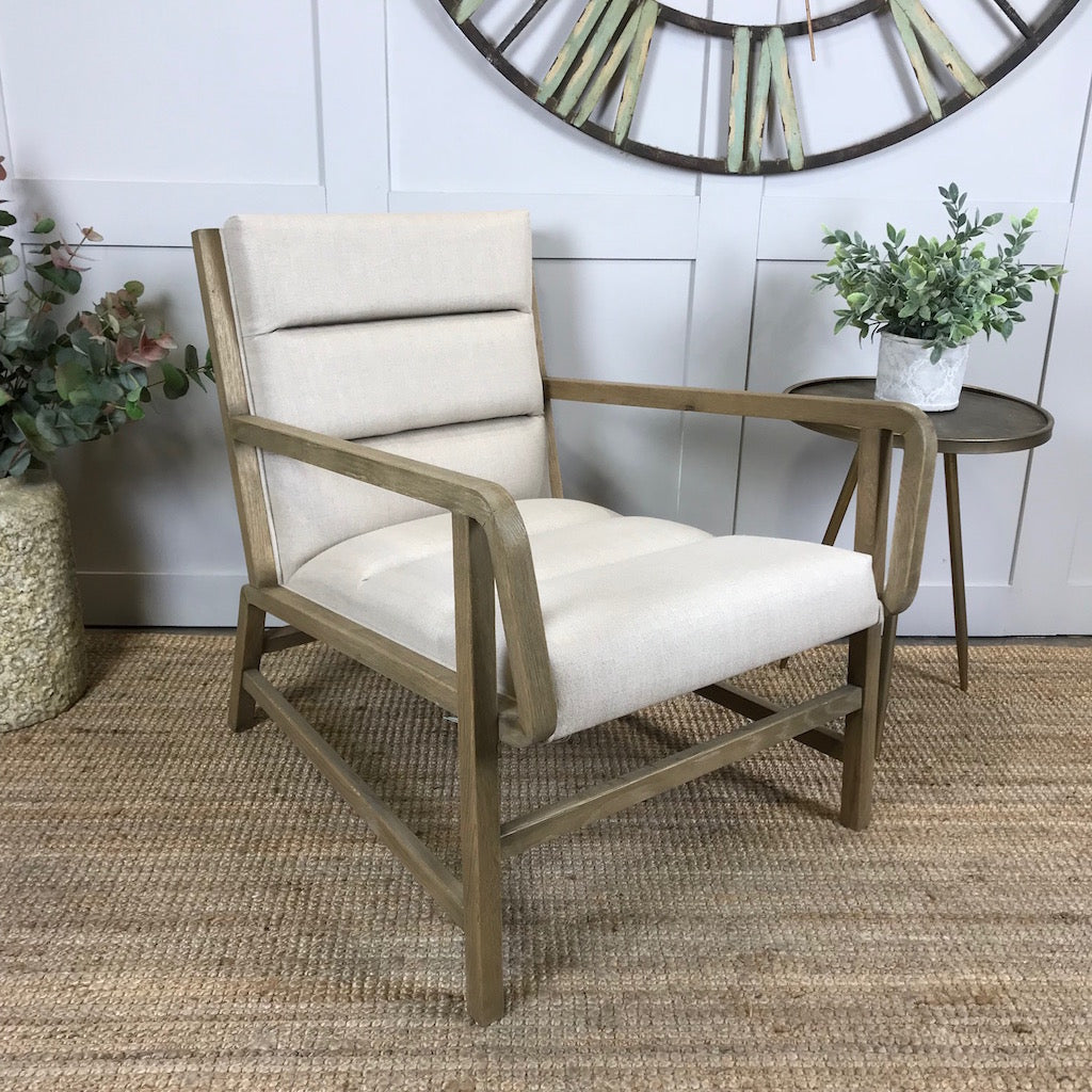 Oak Framed Occasional Armchair Linen Fabric