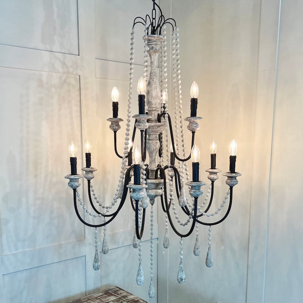 Large Wooden Beaded Chandelier Skye