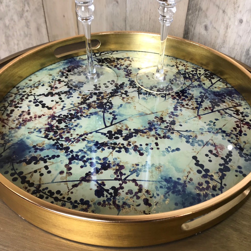 Round Mirror Tray Blossom Detail