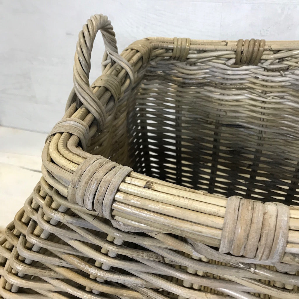Wicker Basket Square Base for Logs and Storage