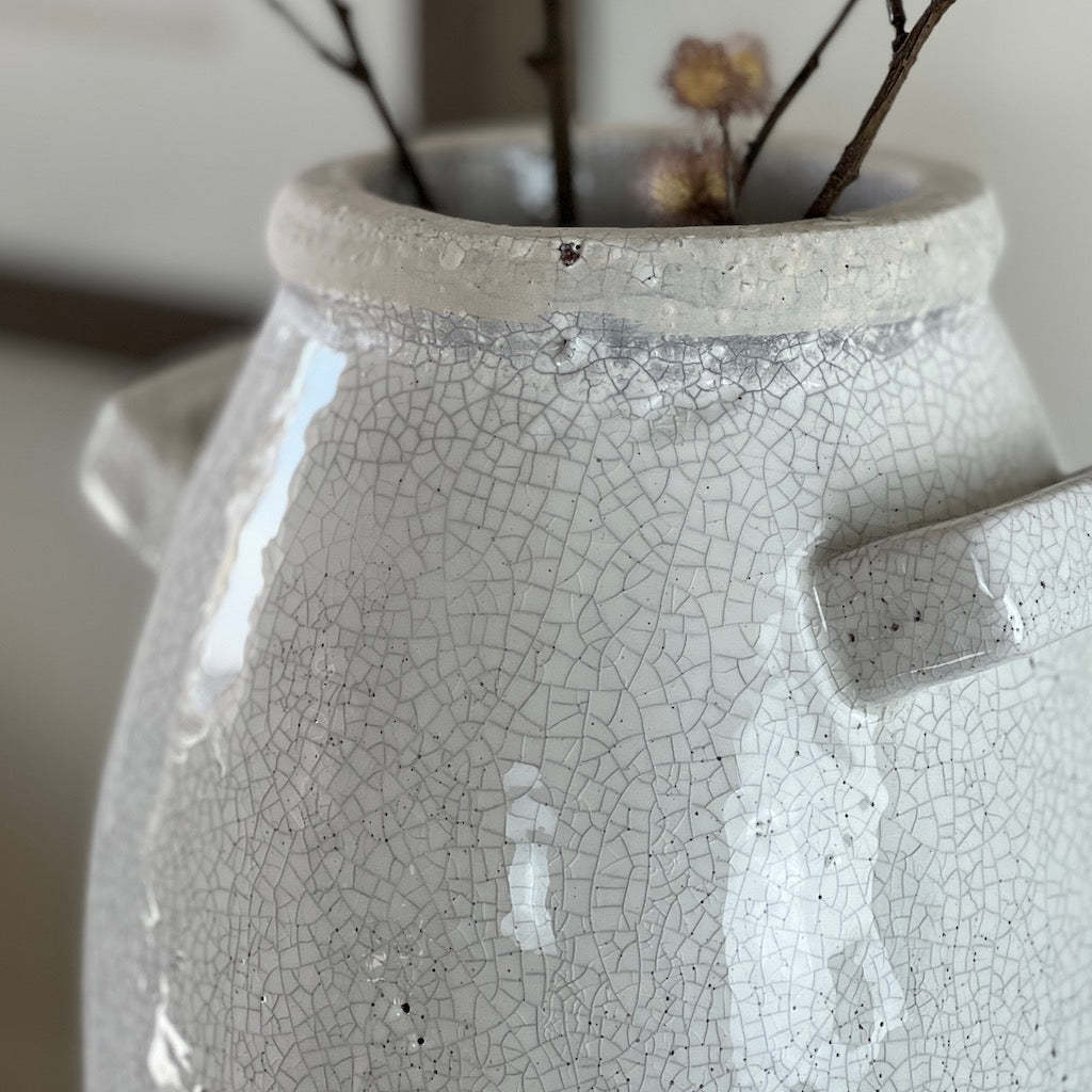 Large Terracotta White Crackle Vase