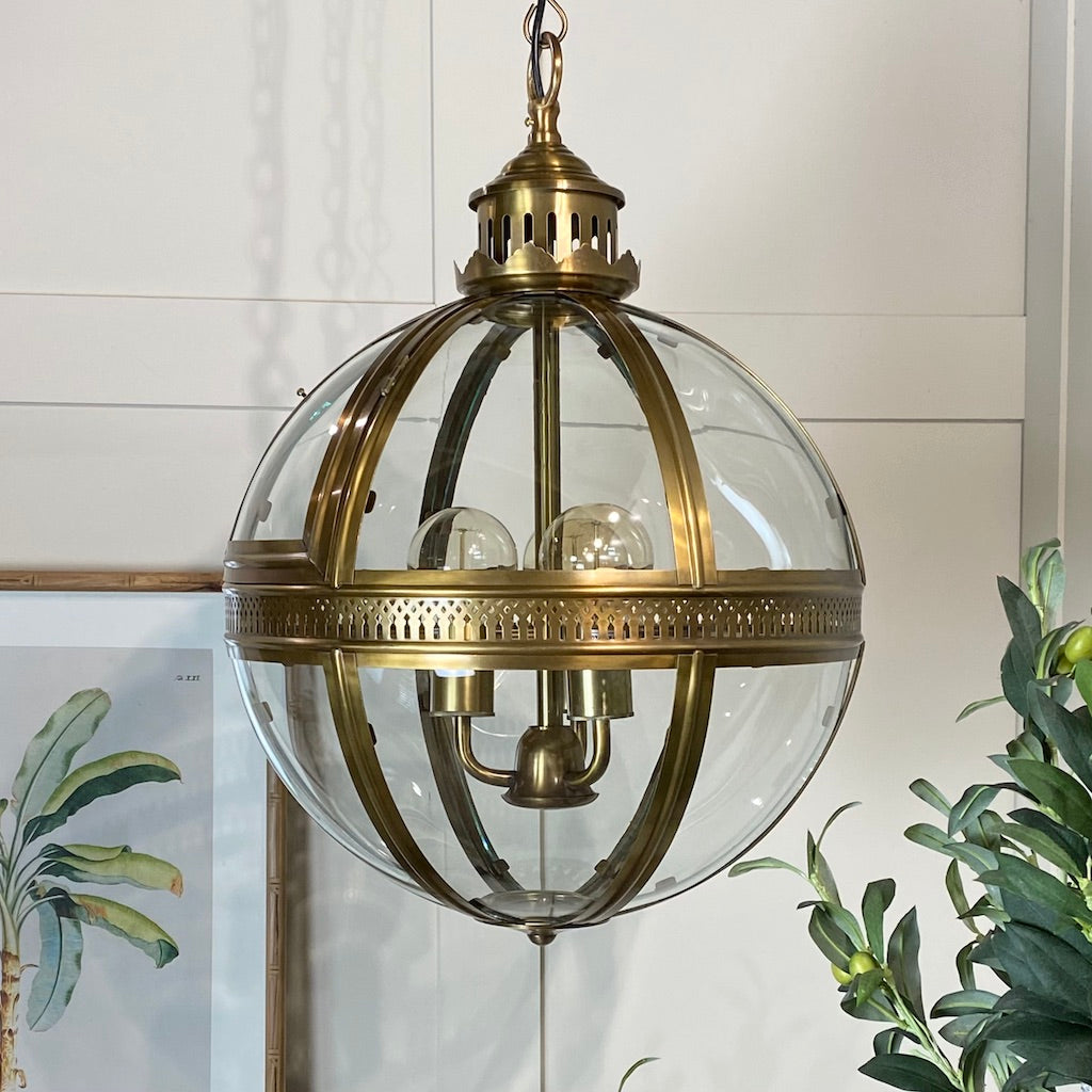 Bronze Glass Globe Lantern Residential Ceiling Light