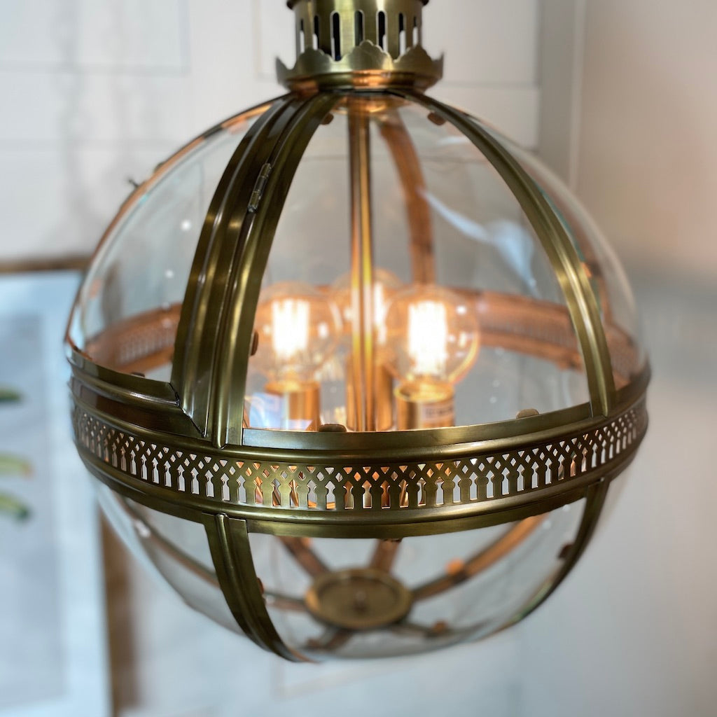 Bronze Glass Globe Lantern Residential Ceiling Light