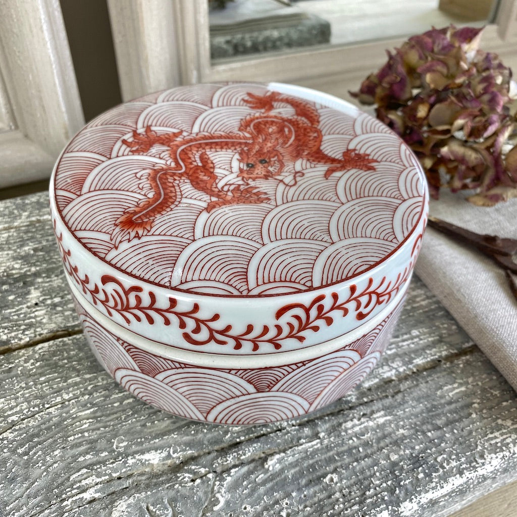 Red Dragon Ceramic Trinket Box