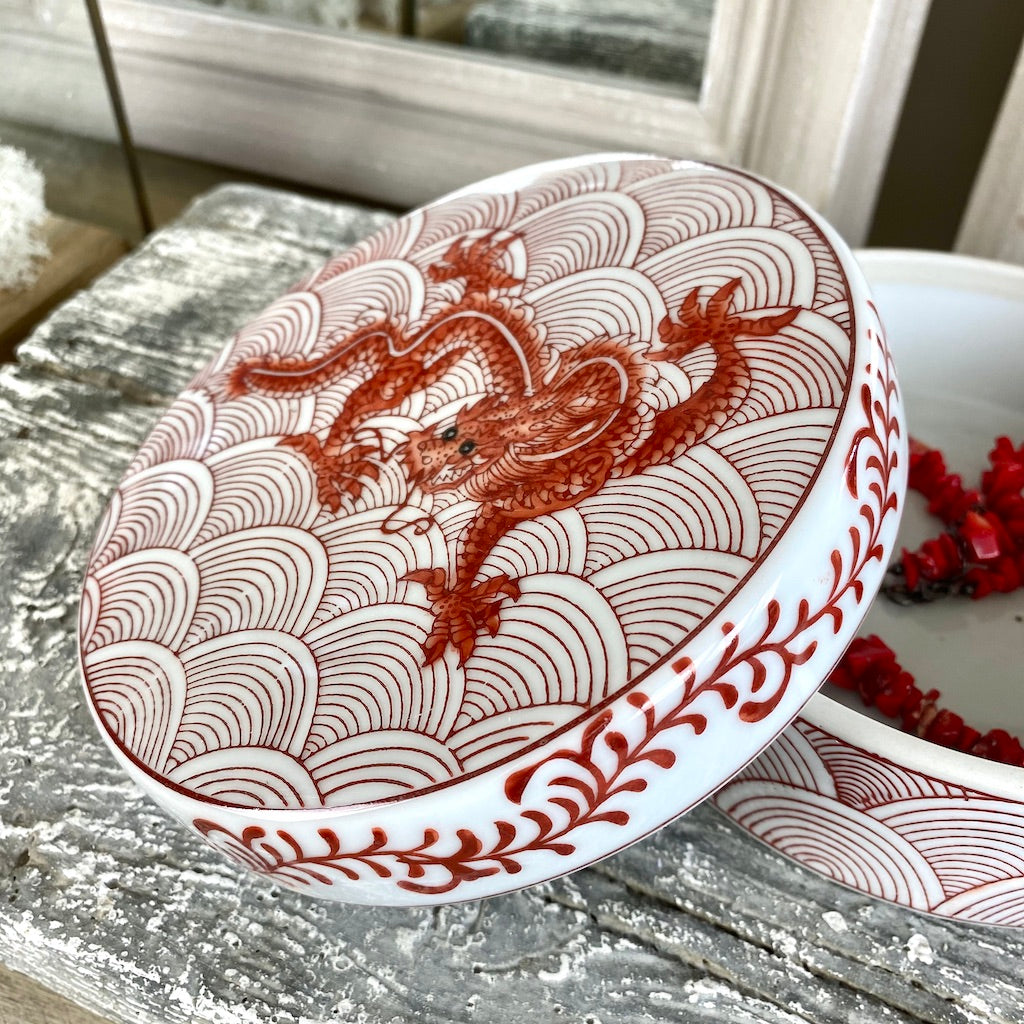 Red Dragon Ceramic Trinket Box
