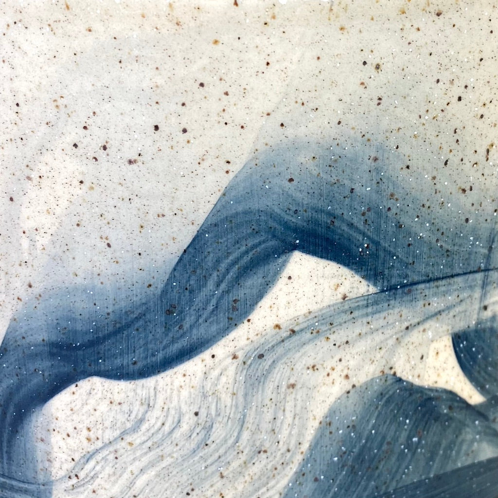 Hand Painted Blue Wave Cylinder Vase