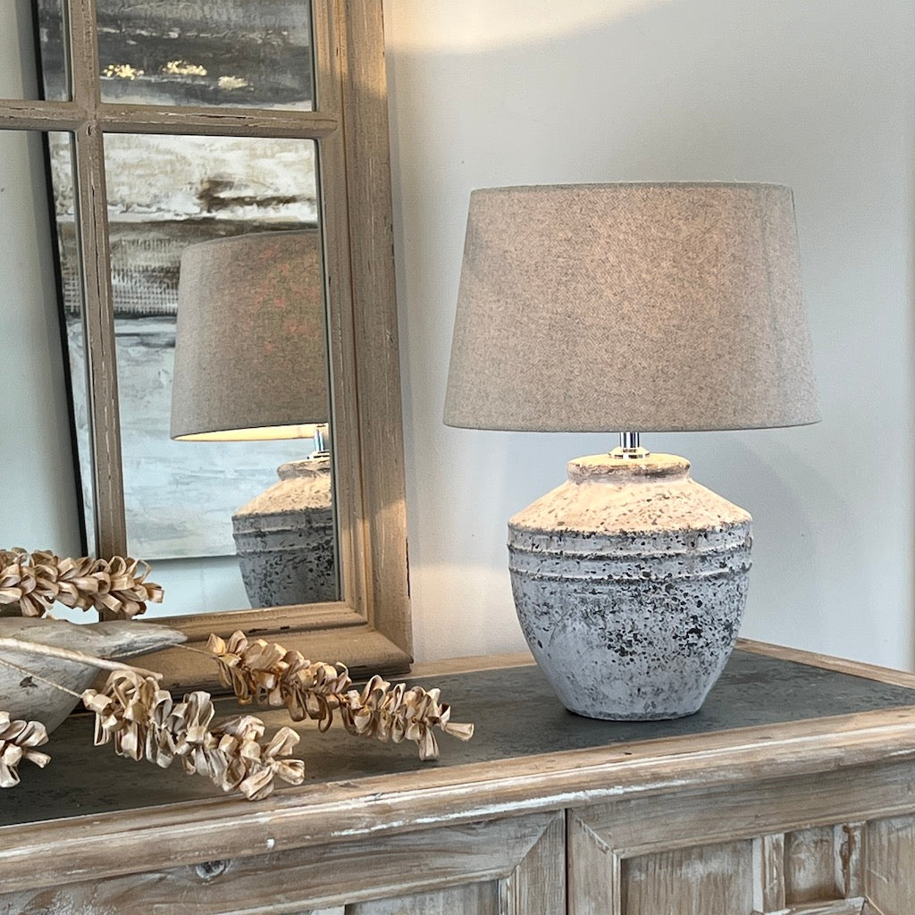 Small Stone Effect Antique Grey Table Lamp