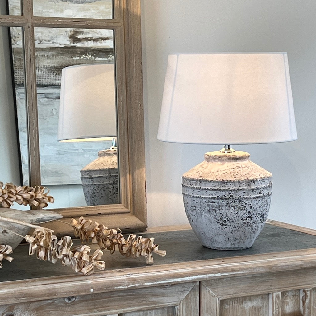 Small Stone Effect Antique Grey Table Lamp