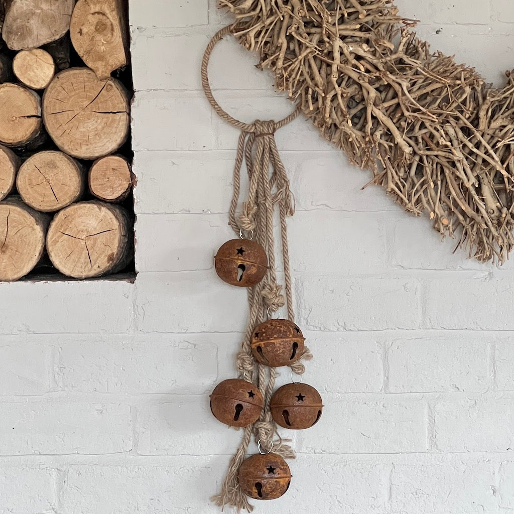 Rusty Bell Rope Hanging Decoration