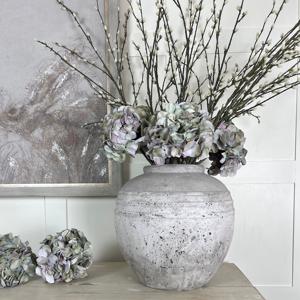 Grey Distressed Stone Effect Urn Vase