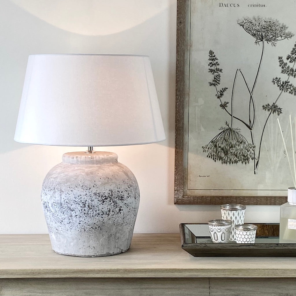 Grey Stone Effect Etna Aged Ceramic Lamp Large - SECOND (Discount Applied)