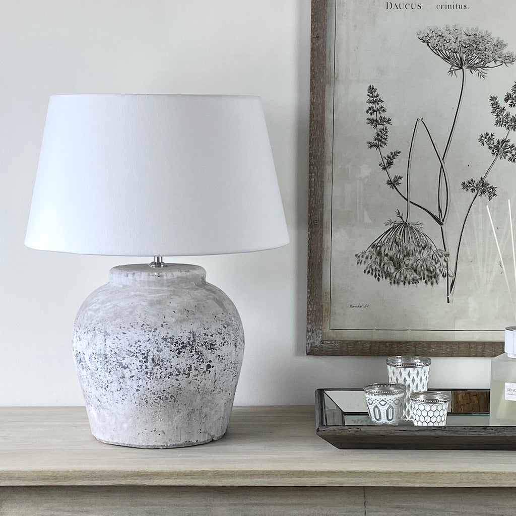 Grey Stone Effect Etna Aged Ceramic Lamp Large - SECOND (Discount Applied)