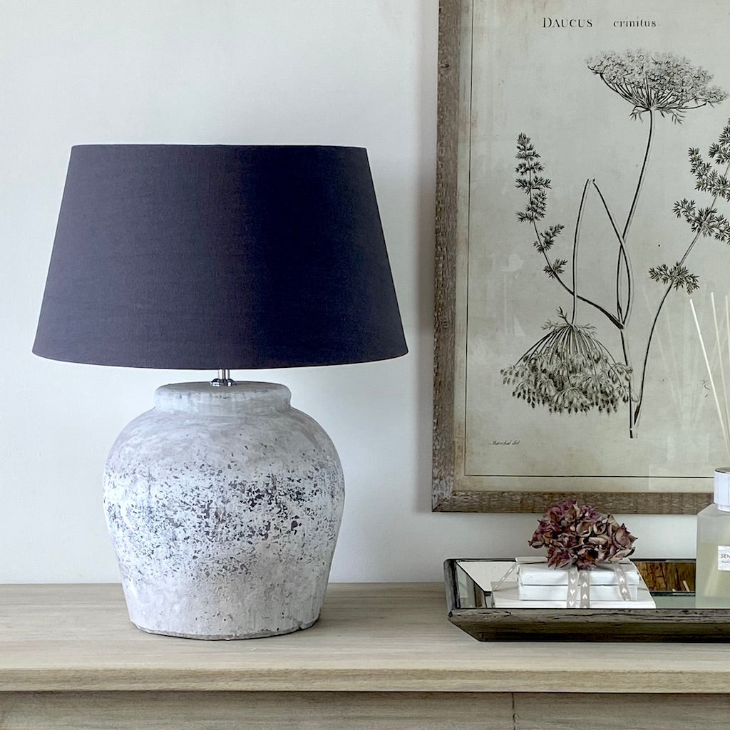 Grey Stone Effect Etna Aged Ceramic Table Lamp