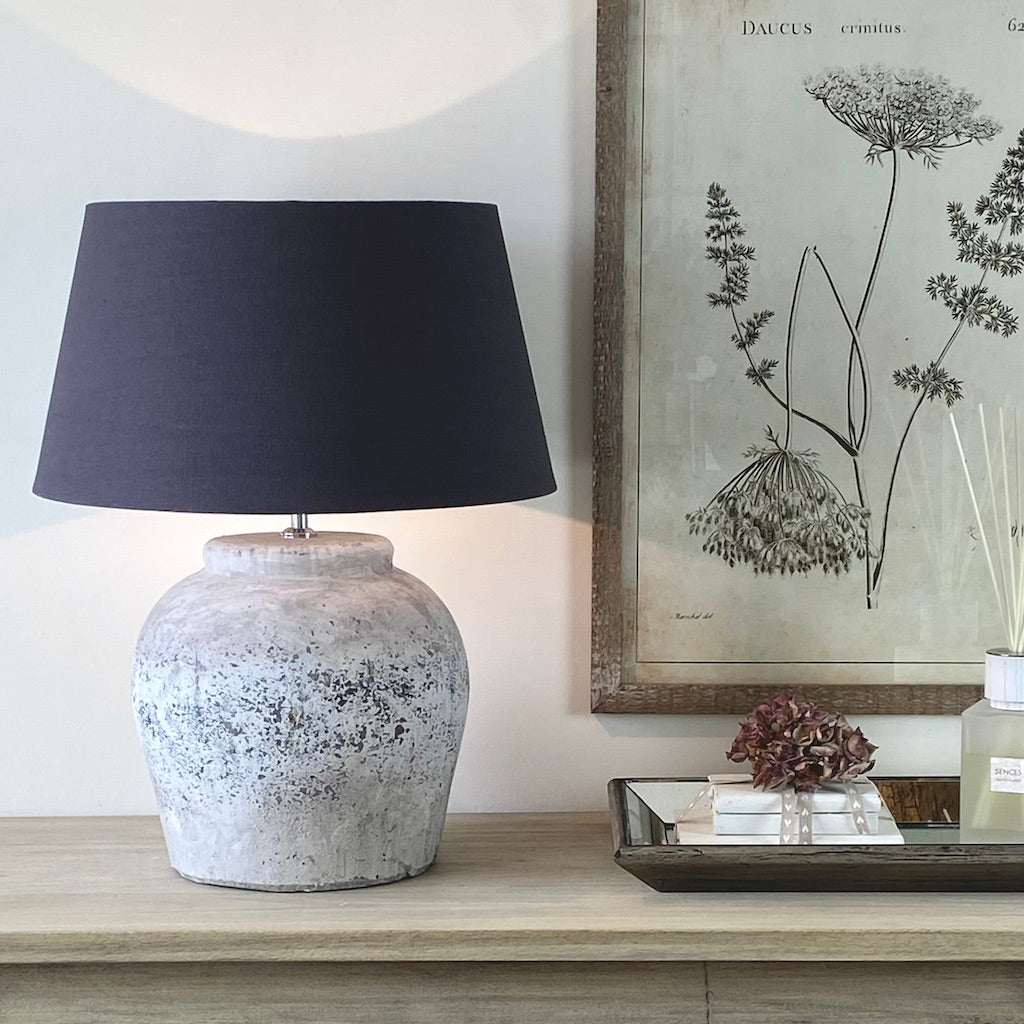 Grey Stone Effect Etna Aged Ceramic Lamp Large - SECOND (Discount Applied)