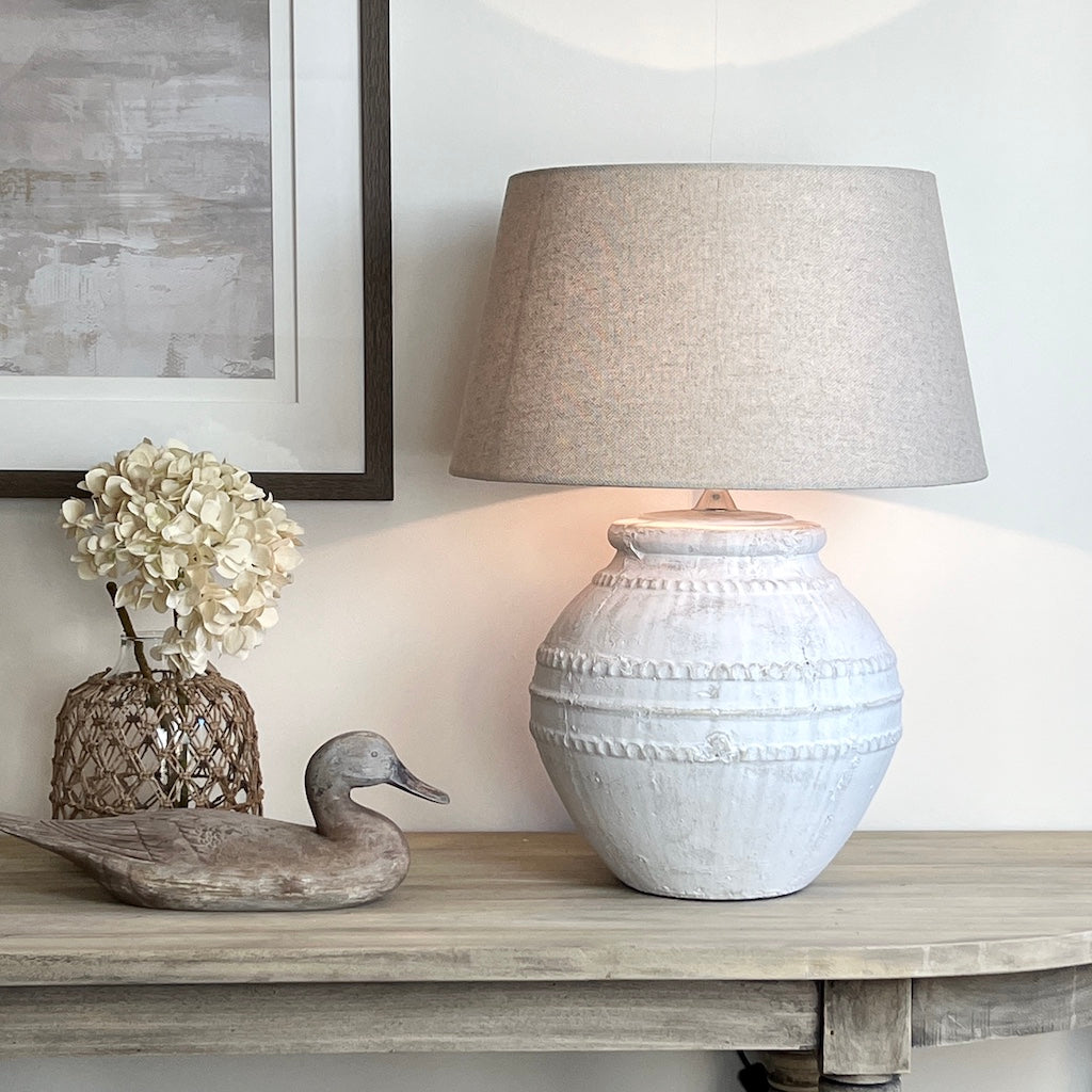 Chalk White Wash Orb Table Lamp Siena – Cowshed Interiors Limited