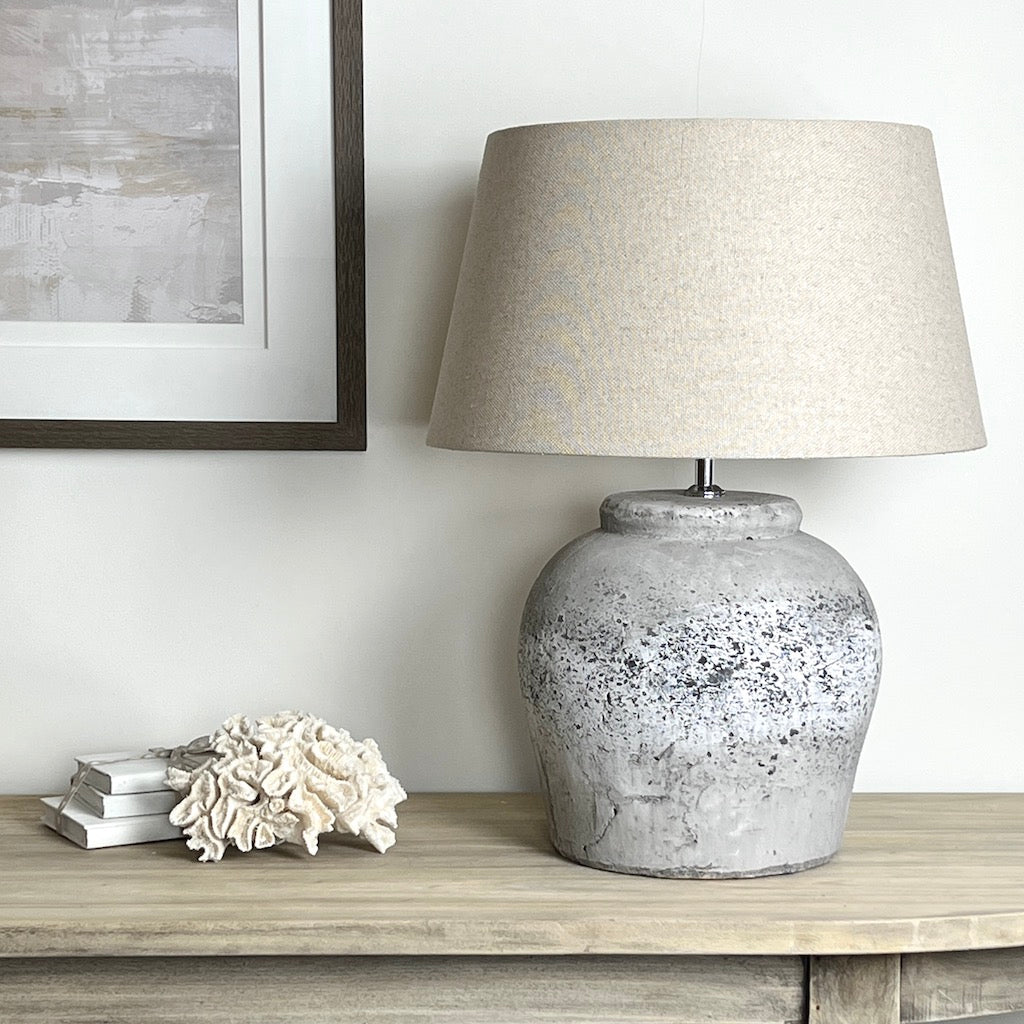 Grey Stone Effect Etna Aged Ceramic Lamp Large - SECOND (Discount Applied)