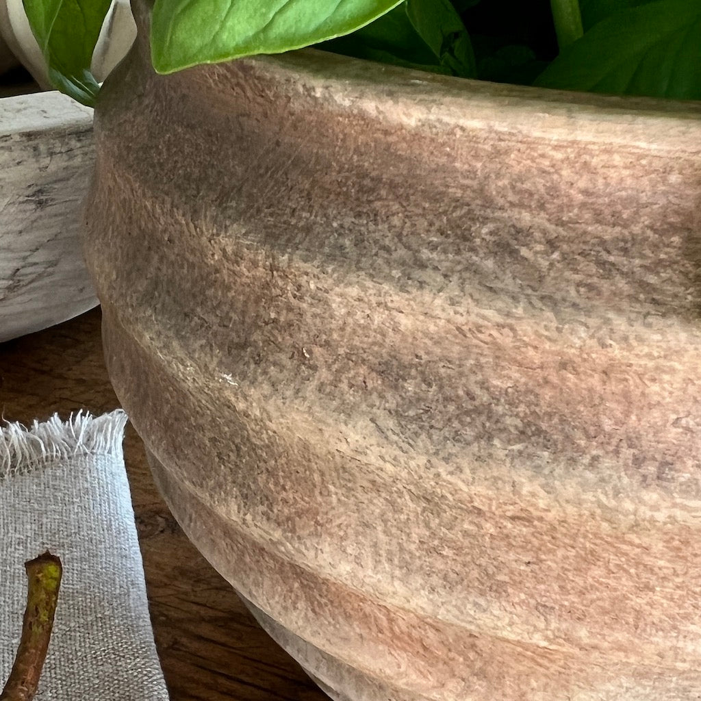 Brown Terracotta Ribbed Pot