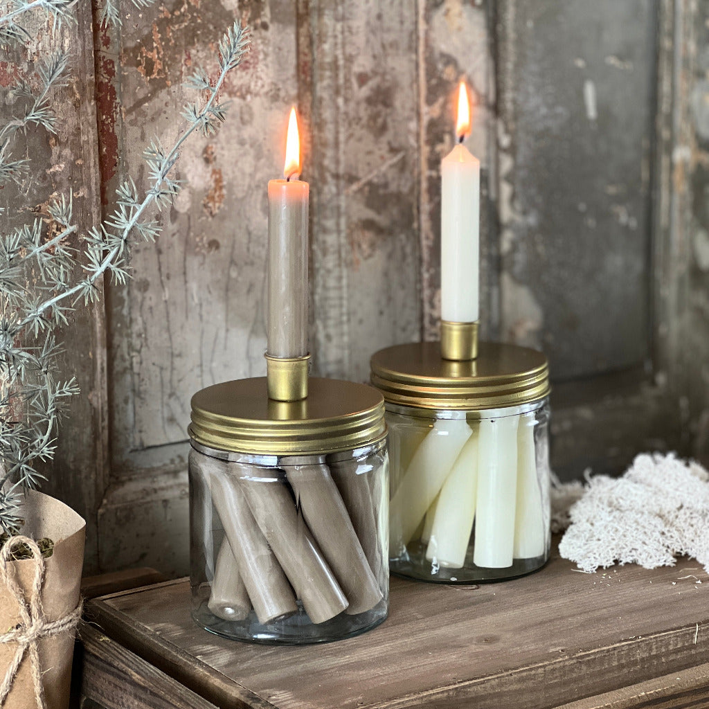 Glass Jamjar Brass Candleholder Lid
