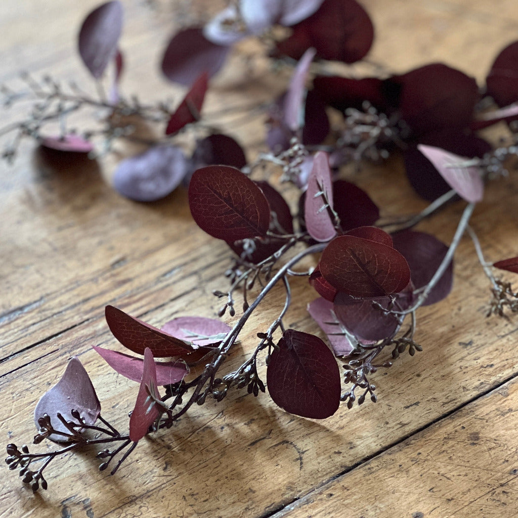 Large Deep Aubergine Eucalyptus Seeds Spray