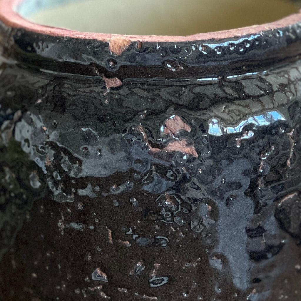 Gambini Black Glazed Terracotta Rustic Vase