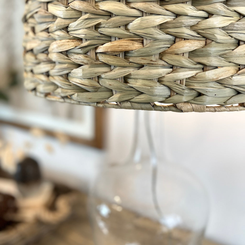 Cazenac Glass Table Lamp Bamboo Shade
