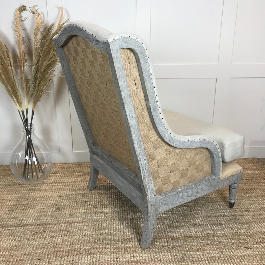 Gustavian Chair Taupe Fabric Open Webbed