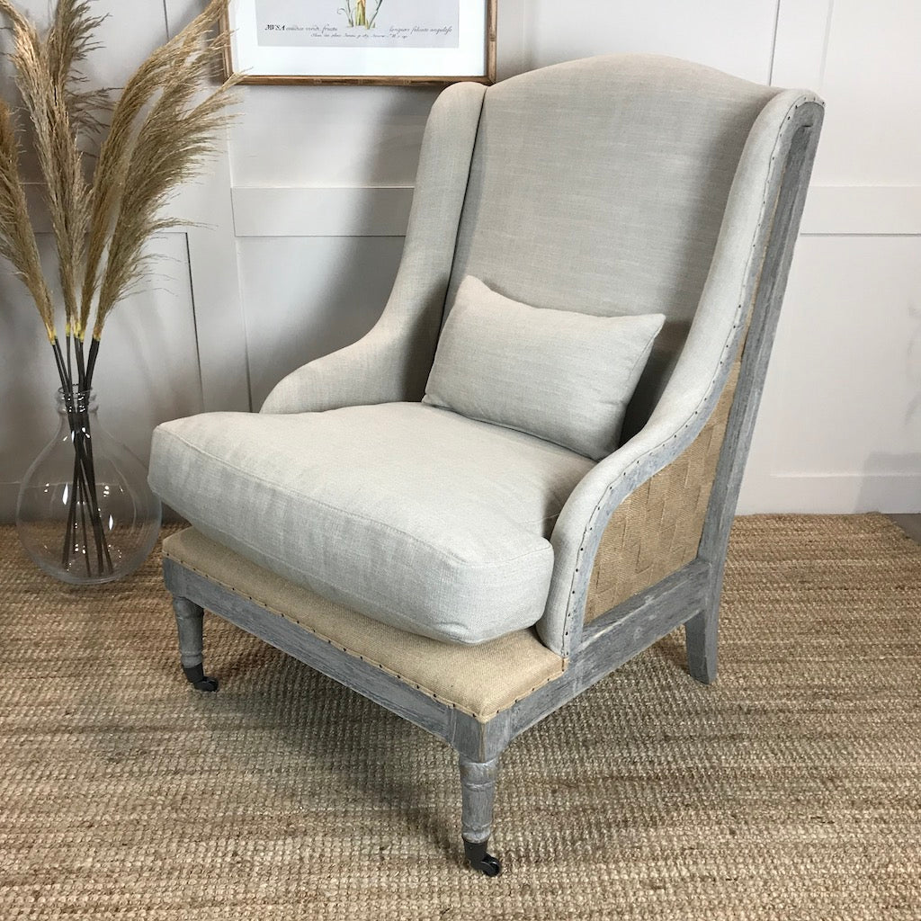 Gustavian Chair Taupe Fabric Open Webbed