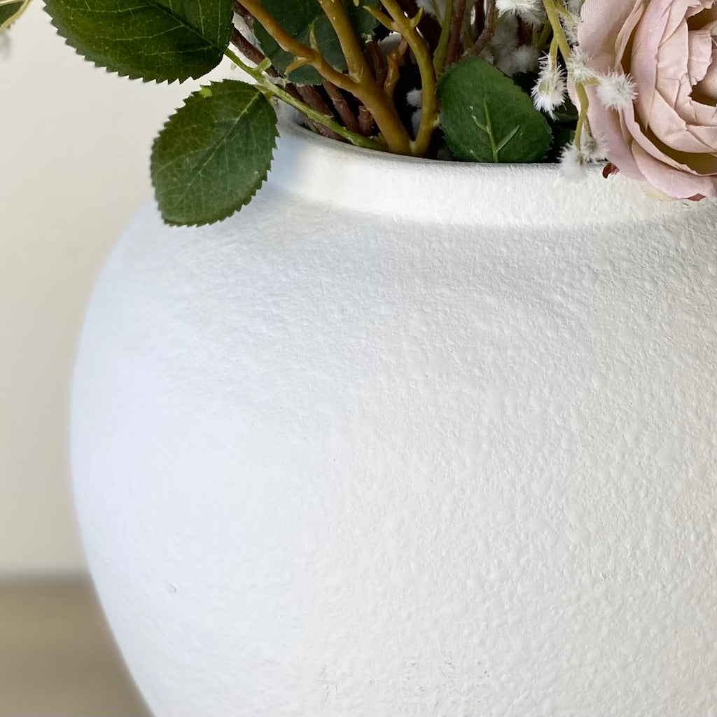White Textured Sphere Vase Medium