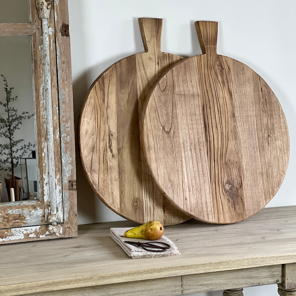 Round Handled Recycled Elm Board