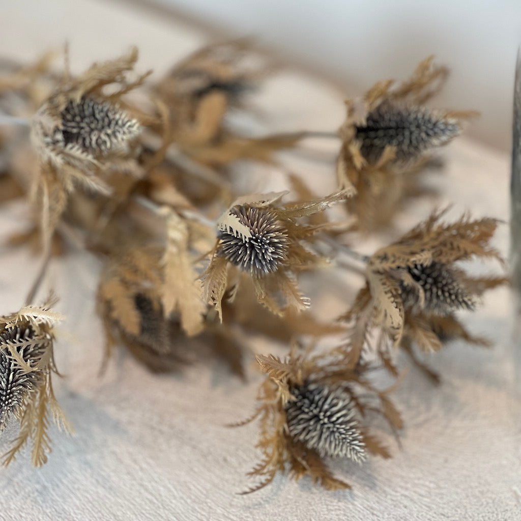 Faux Brown Leaf Thistle Spray