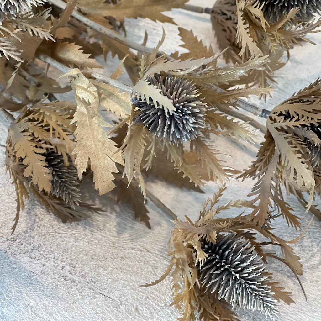 Faux Brown Leaf Thistle Spray