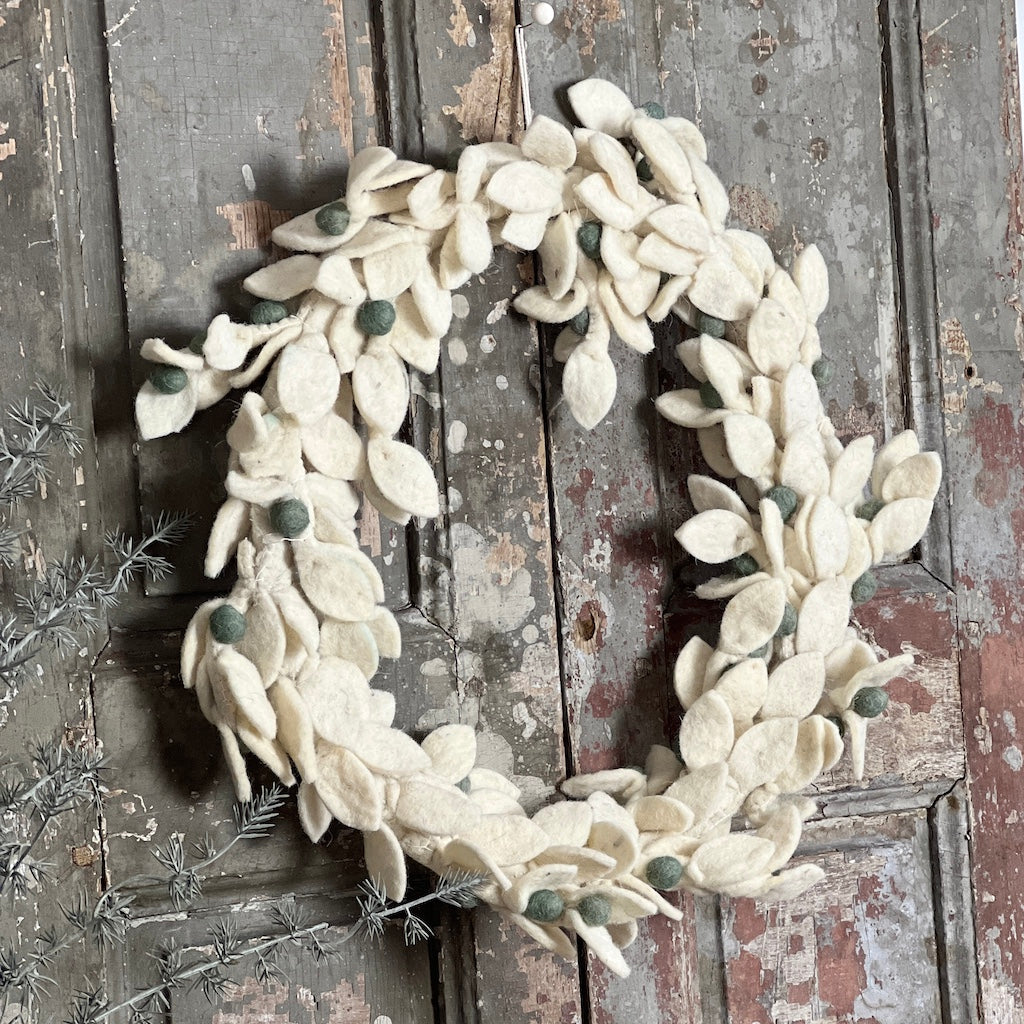 White Felt Wreath