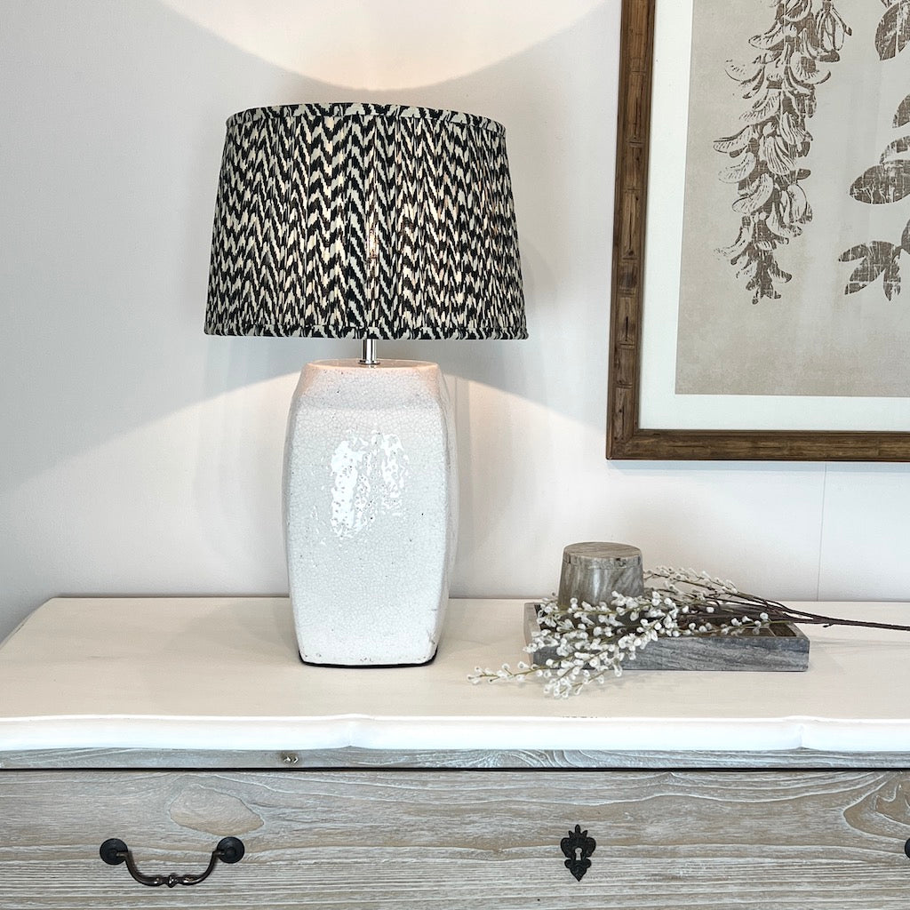 Tall White Crackle Glaze Table Lamp