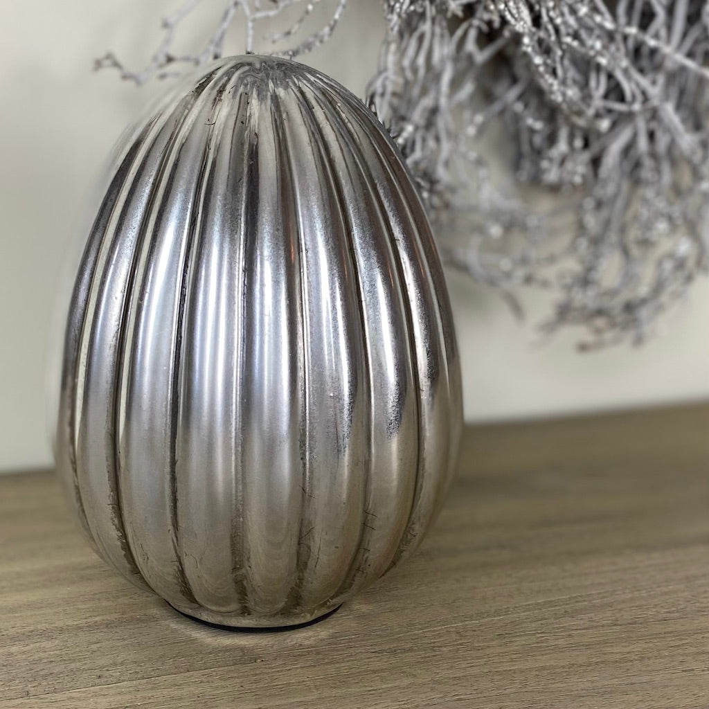 Silver Colour Ceramic Ribbed Egg